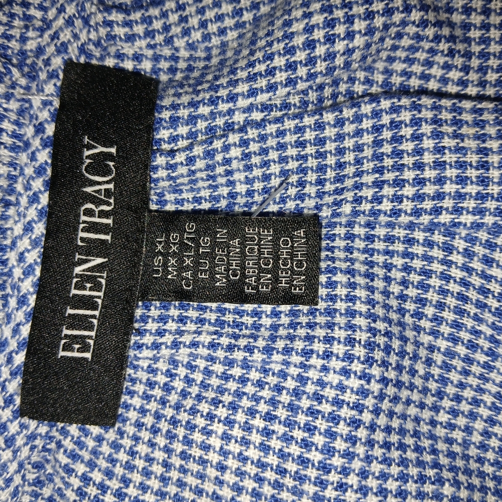 NWOT Ellen Tracy Linen Blue & White Gingham Check Top XL - Picture 10 of 12